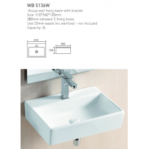 ECT Acqua Wall Hung Basin with Bracket